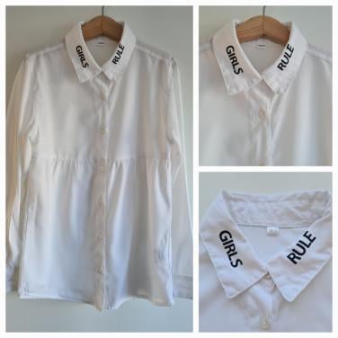 Mooi wit apart blousje met opdruk Girls Rules van Zeeman Maat 134-140