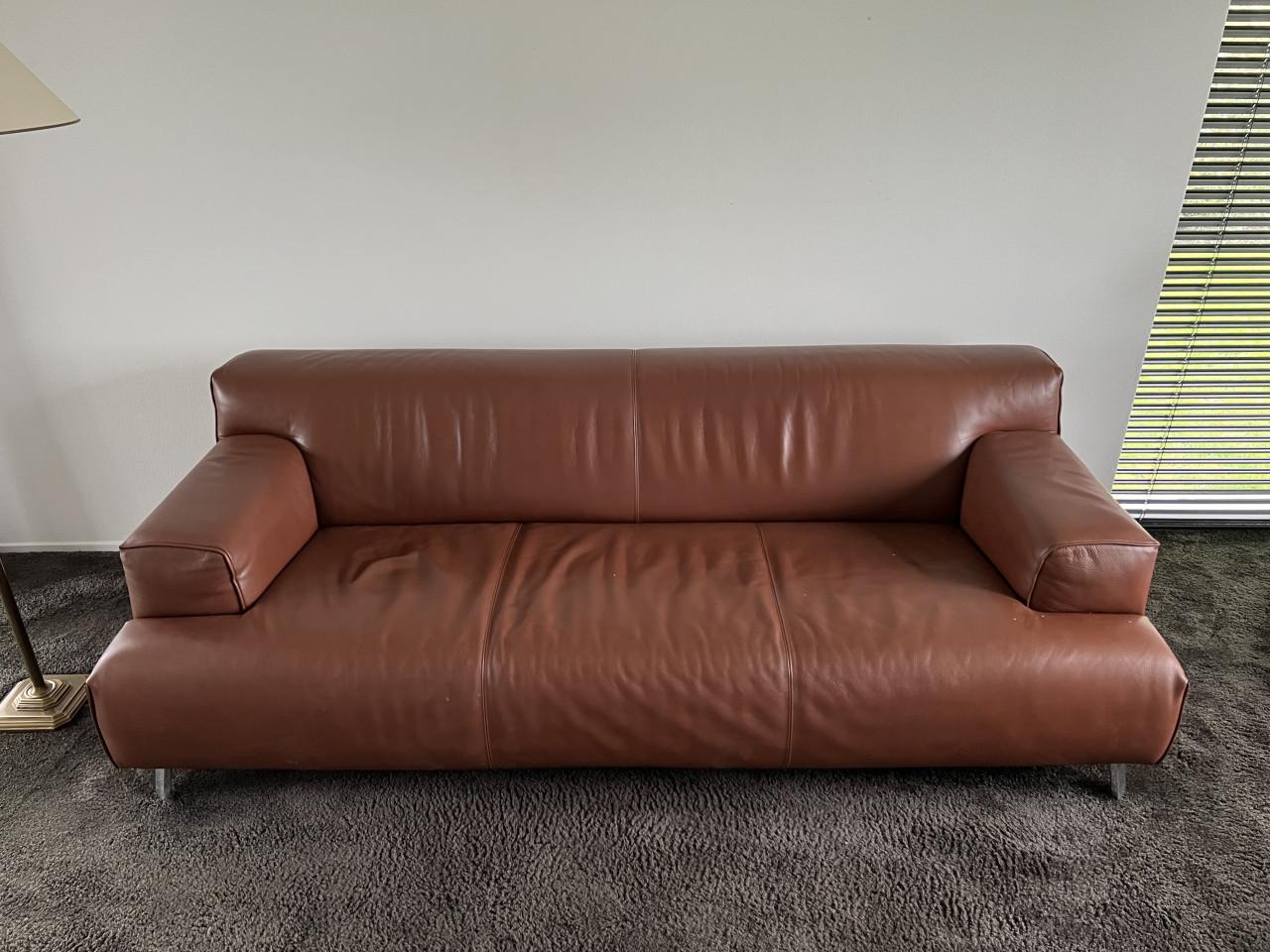 Leolux 3-zits bank, premium leder, zo goed als nieuw