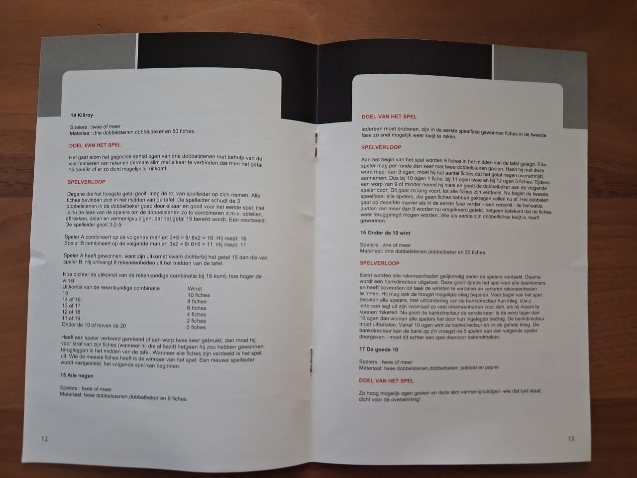 Dobbelset met spelregelboekje