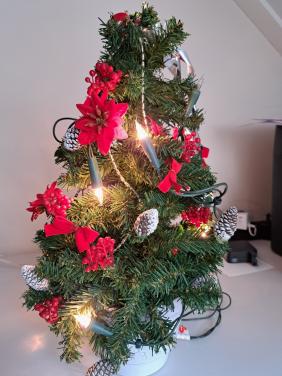 Direct kerstsfeer in huis met deze complete, kant-en-klare mini kerstboom