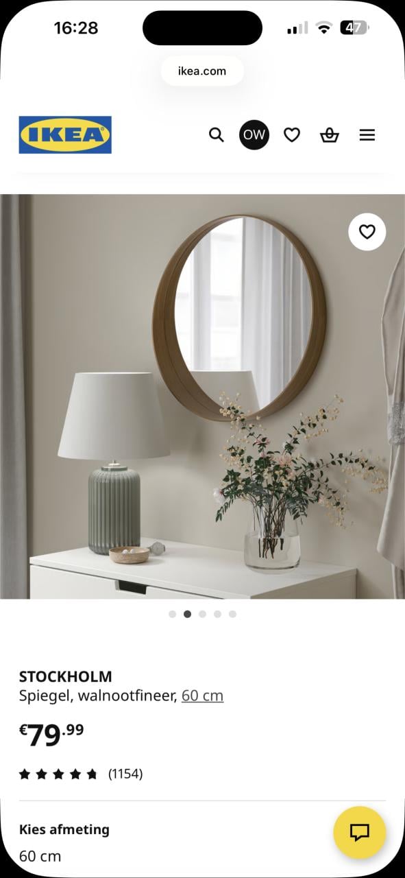 Ikea stockholm ronde spiegel 60 cm