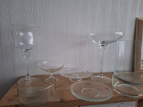 Bokaal, schaal, glazen items