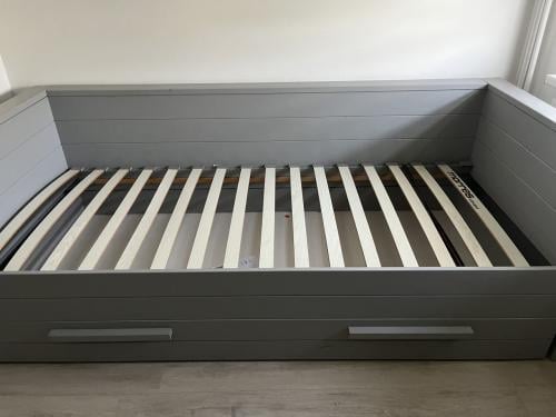 Bed woood grijs 90x200