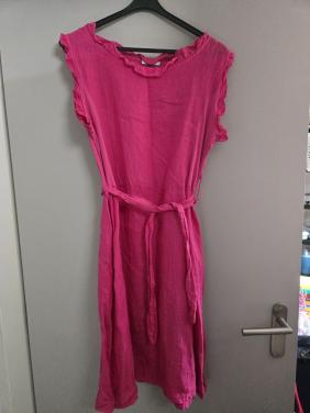 Jurk, fuchsia, mouwloos, Merk 4x4 Maat S Linnen