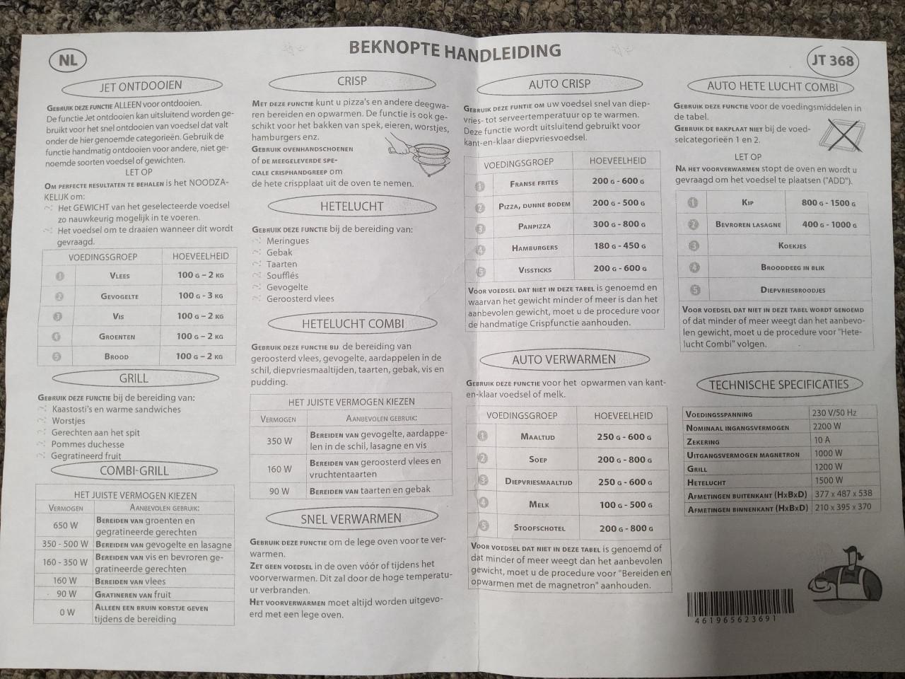 Whirlpool JT 368 SL vrijstaande combi-magnetron zilver