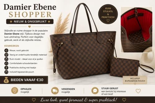 Stijlvolle Damier Ebene shopper – NIEUW