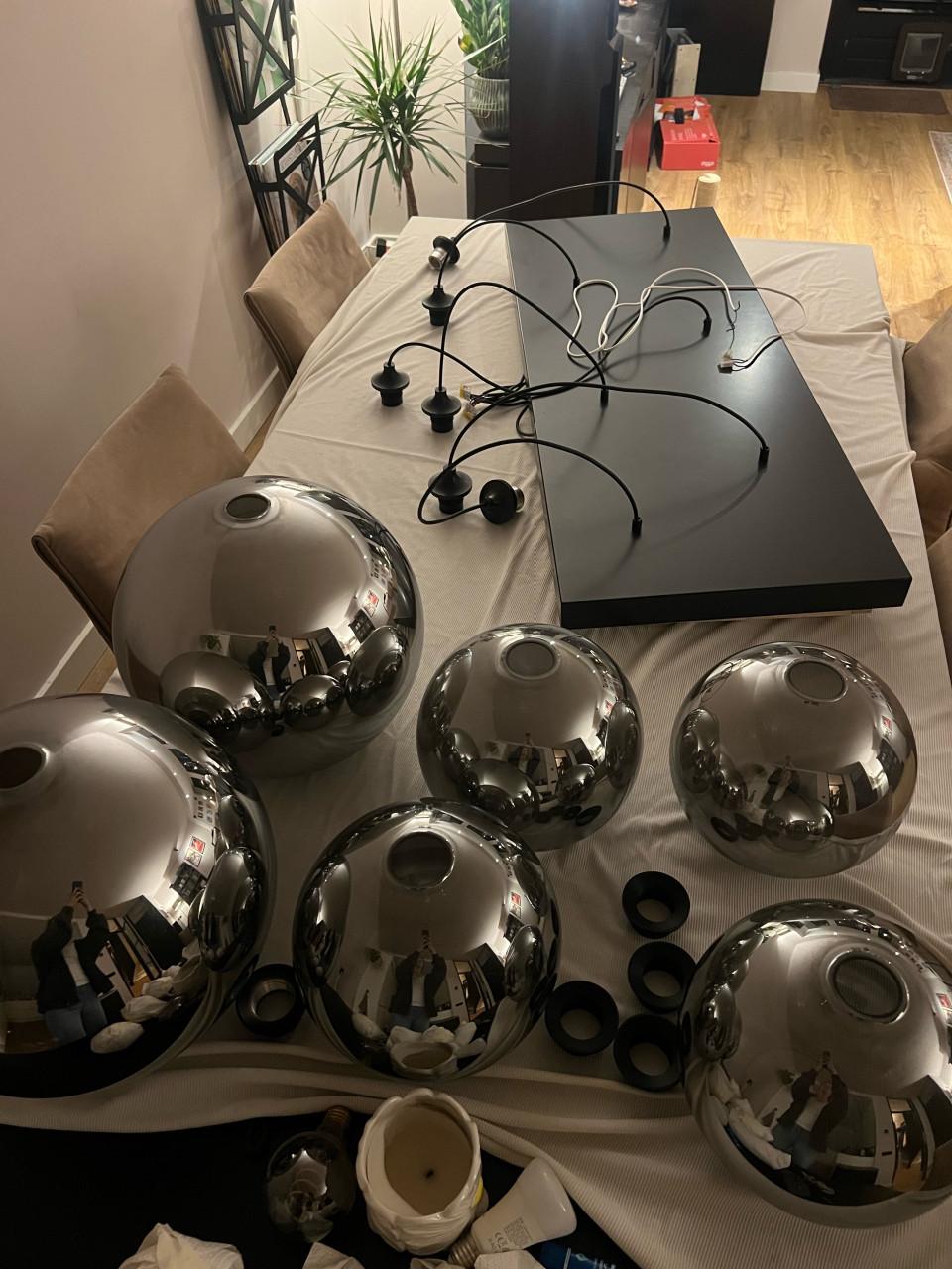 Moderne hanglamp met 6 glazen bollen