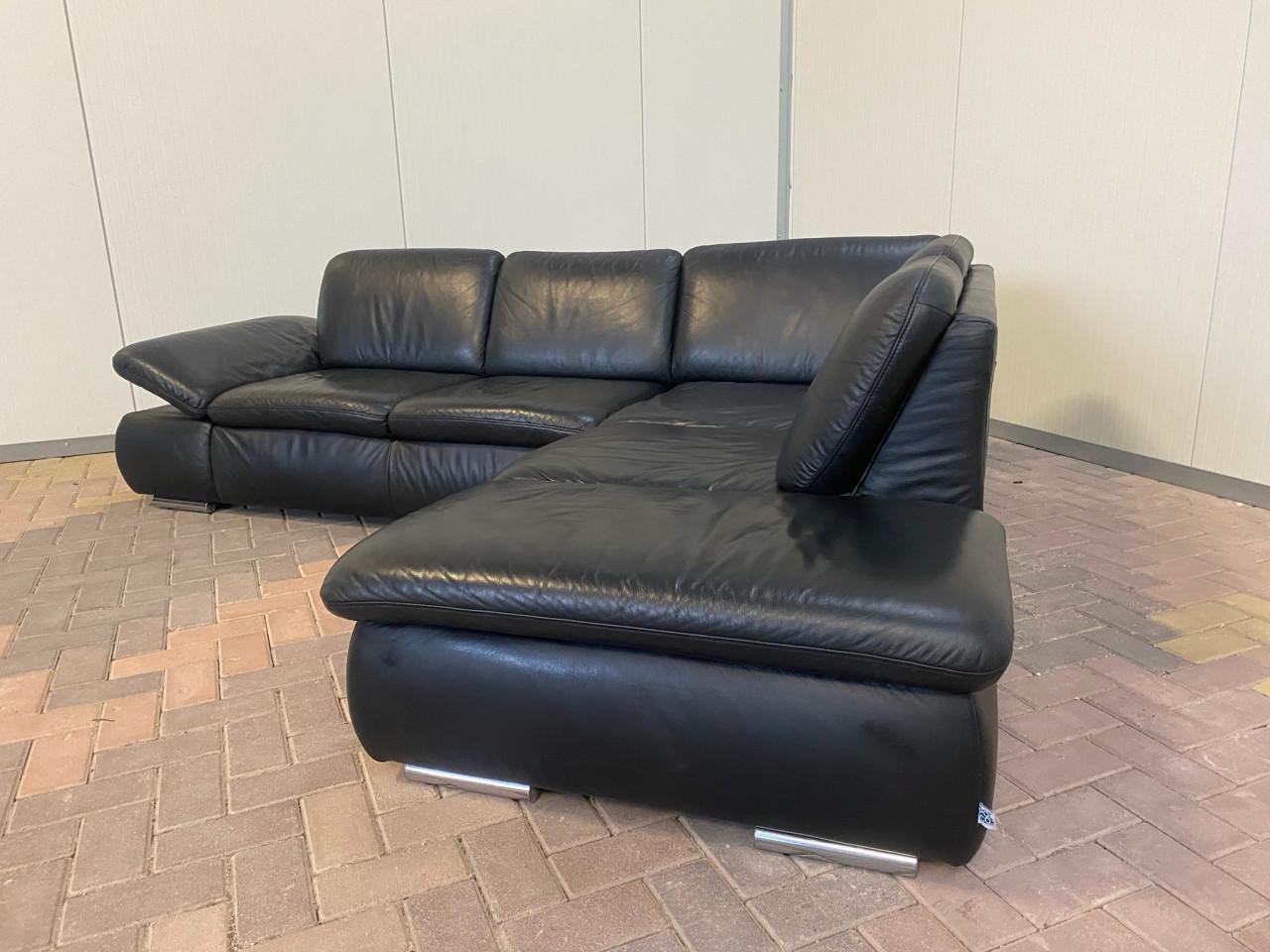 GRATIS LEVERING HEEL NL Mooie Zwarte Echt Leer Hoekbank