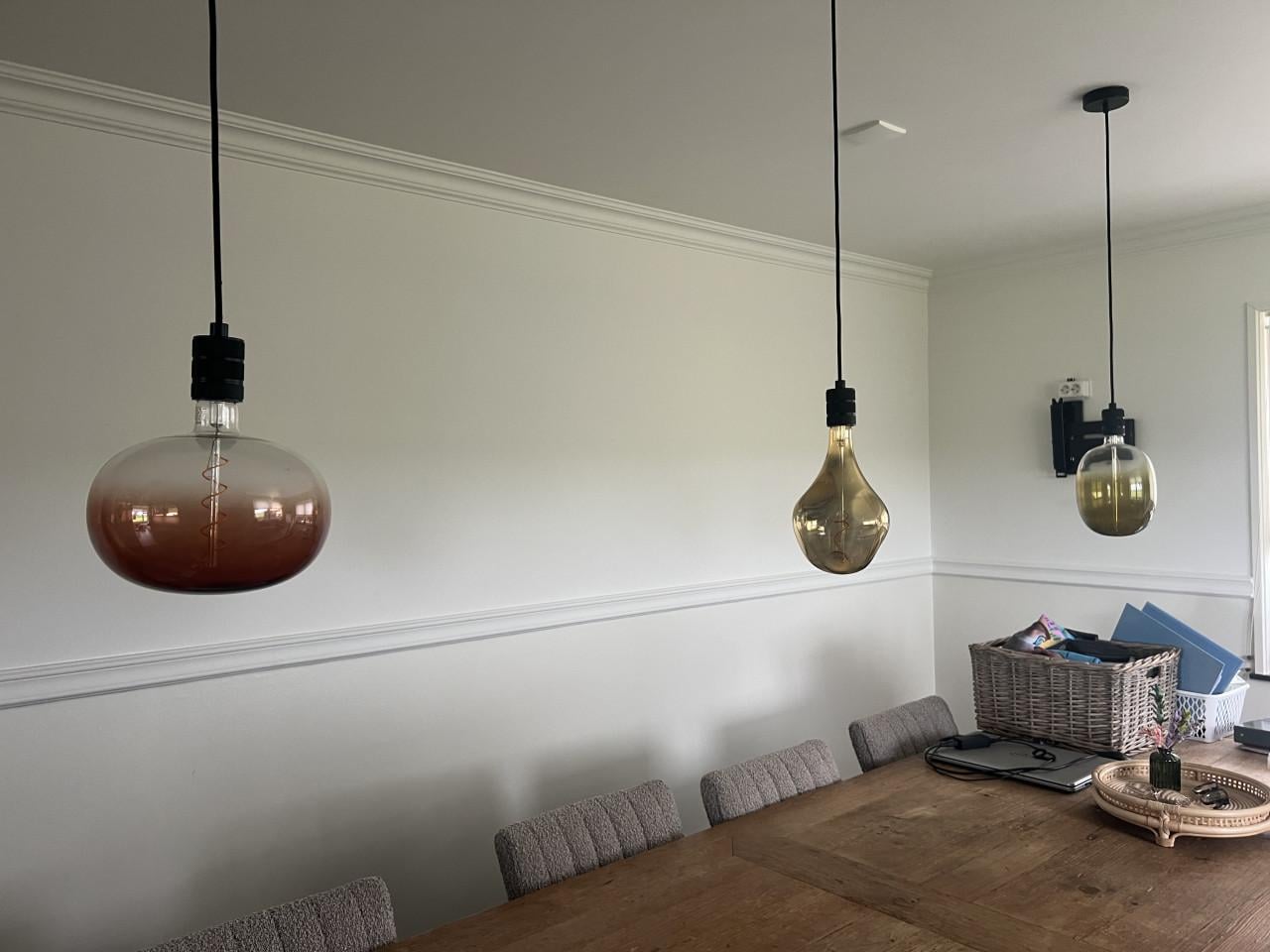 Drie hang lampen met fitting