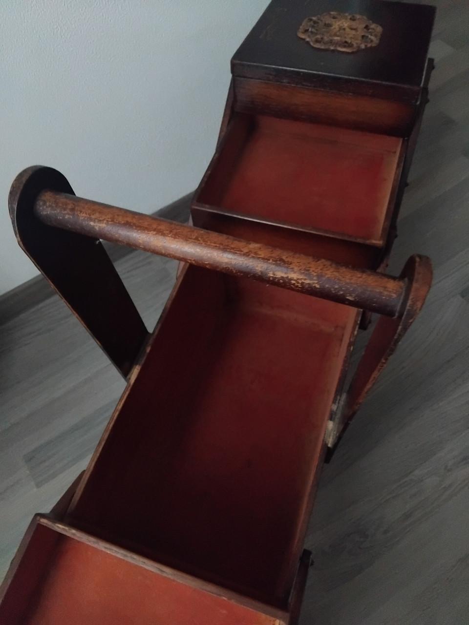 Antieke Harmonica Naaikist Hout