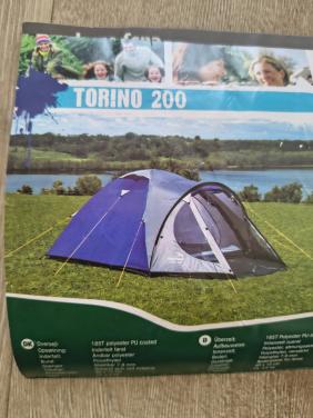 Prachtige blauwe tweepersoonstent. Easycamp Torino 200 tent.