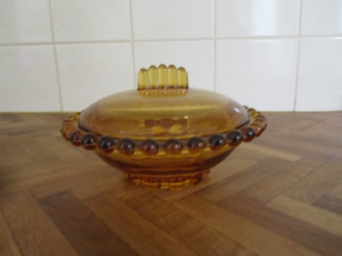 Glazen schaaltje bruin/oker