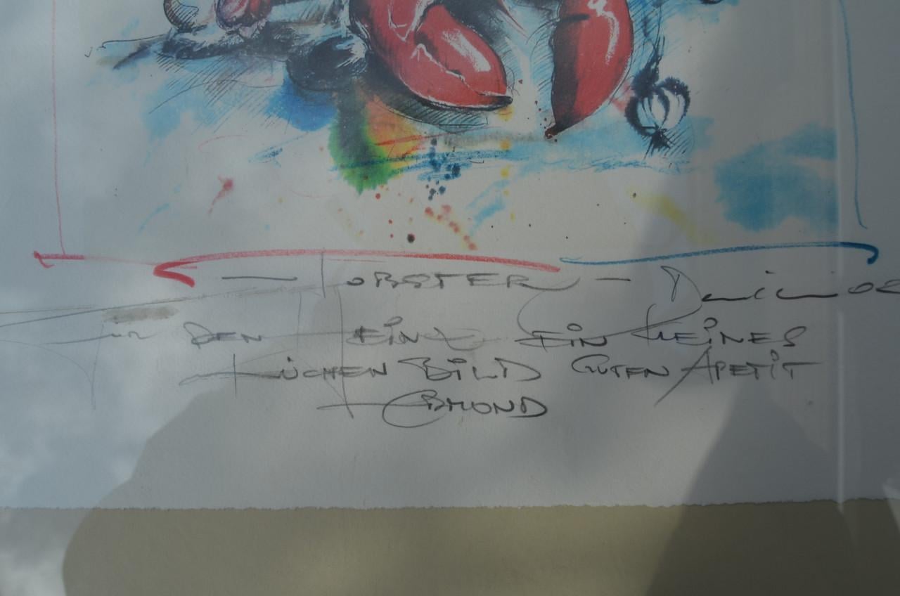 Grote litho 'Kreeft' gesigneerd 'Edmond'