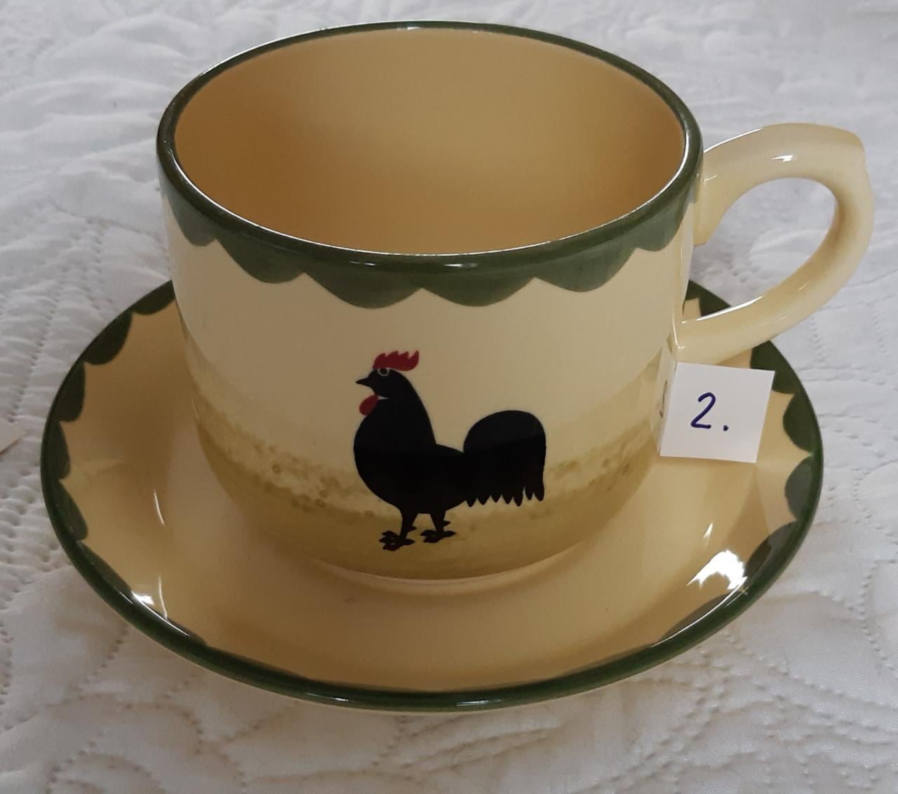 Kip en haan servies: 1 soepkop + 1 schotel