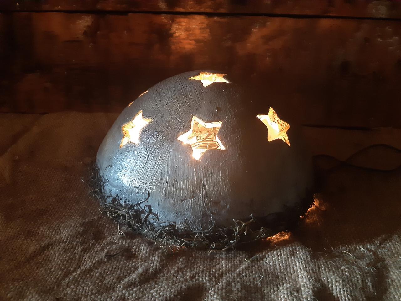 Schaal en bol met lampjes en waxine houders (set 9)