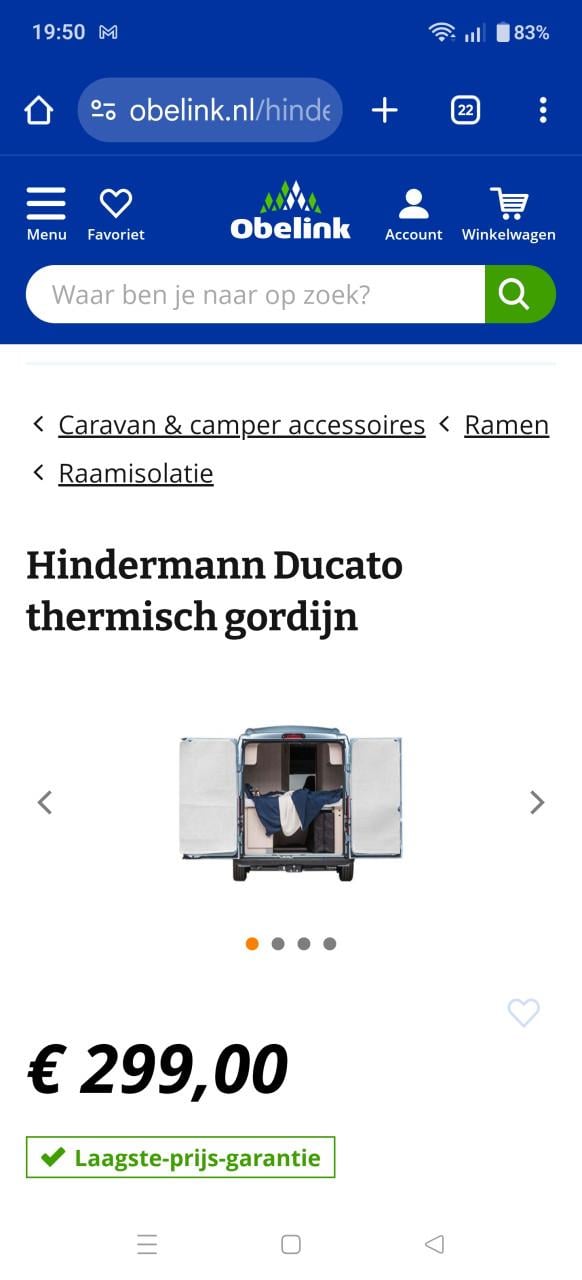 Thermisch gordijn fiat Ducato