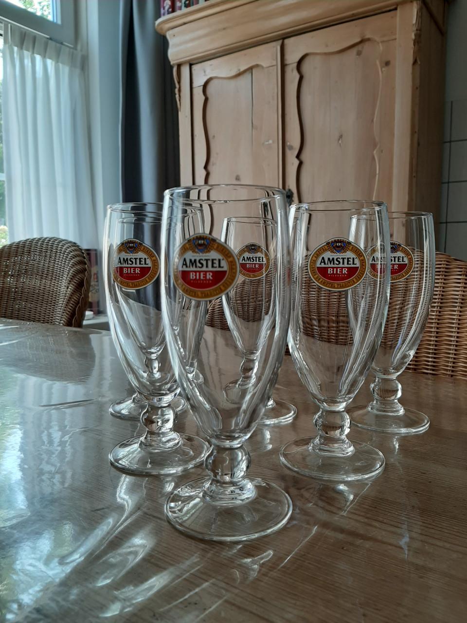 6 AMSTEL  BIERGLAZEN - NIEUW IN DOOS