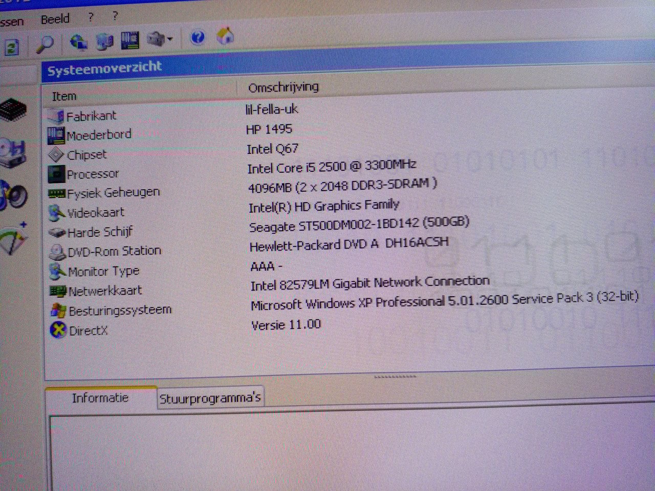 HP 8200 Elite Intel i5 met Windows XP SP3 + MS DOS box.