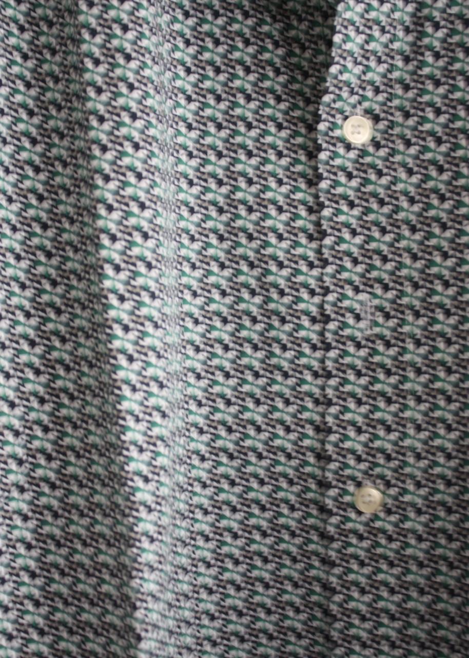 Overhemd groen wit dinkerdlauw patronen maat l41-42