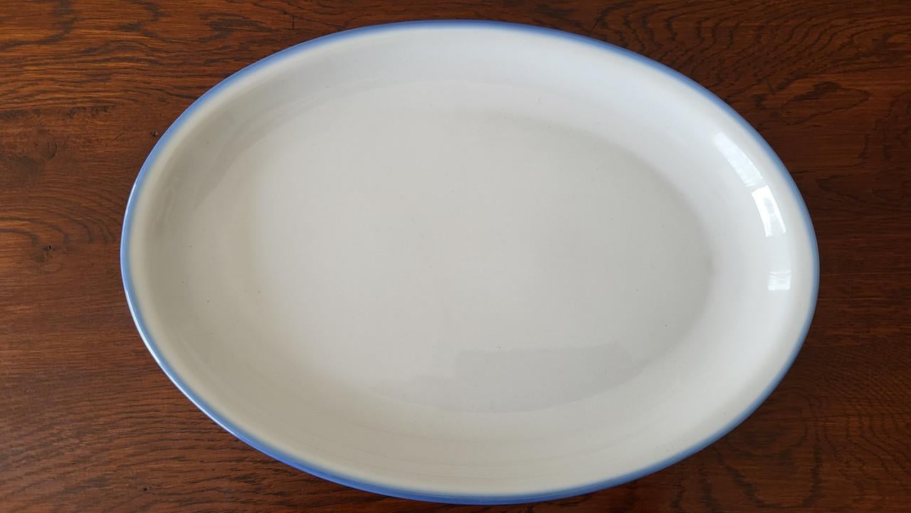 Pools aardewerk (Pruszkow) schaal ovaal 33,5 x 23,5 cm