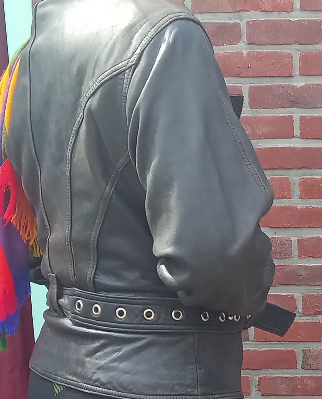 Lederen biker jasje