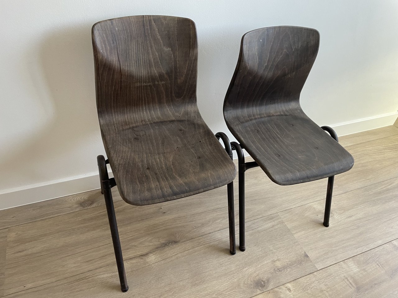 Vintage pagholz schoolstoelen set van 2 (thur op seat)