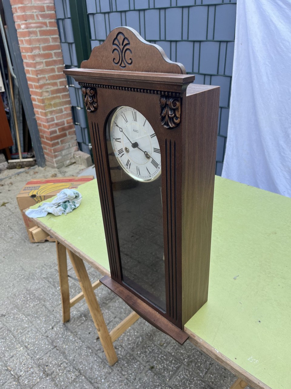 AMS houten regulateur wandklok