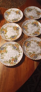Set van 6 vintage gebaks-bordjes  20,--€