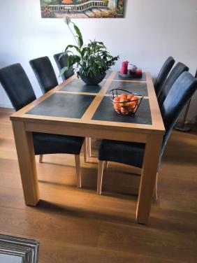 Tafel 2x1 meter met 6 stoelen