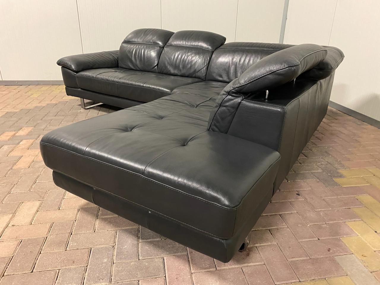 Natuzzi Antraciet Leren Hoekbank – Premium Comfort – Gratis Levering NL