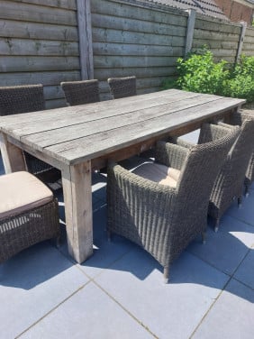 Tuintafel eikenhout met 6 stoelen