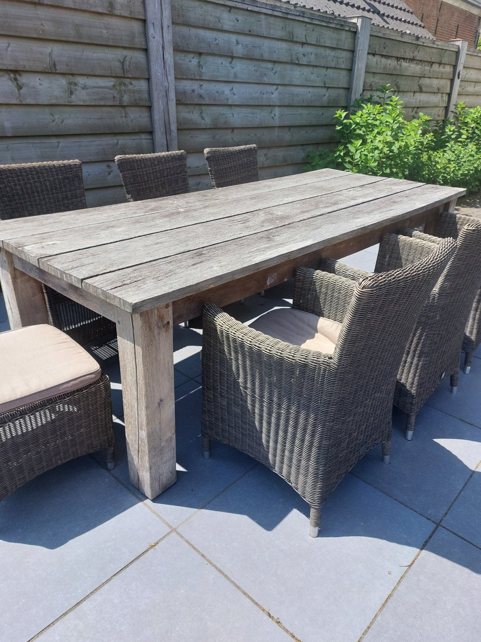 Tuintafel eikenhout met 6 stoelen