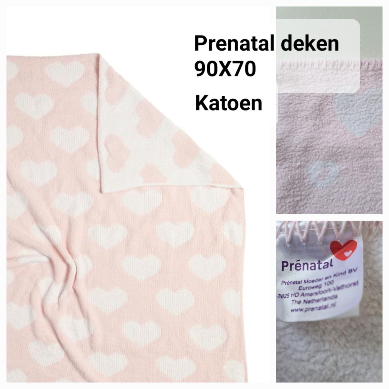 Roze / witte katoenen hartjes deken van Prenatal 90X70 cm