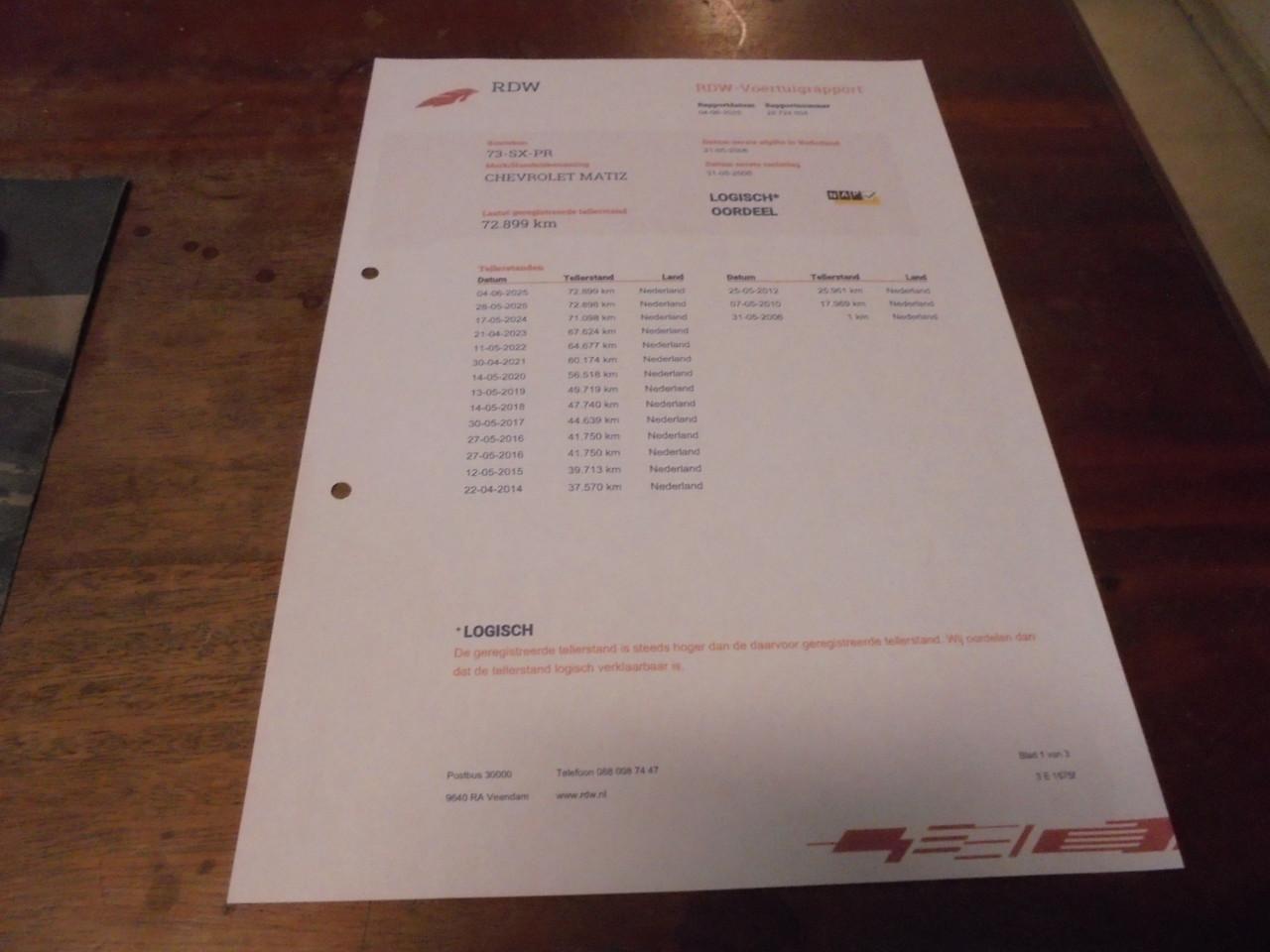 Chevrolet Matiz 800 CC drie cilinder motor slechts 72.899 Km met N.A.P