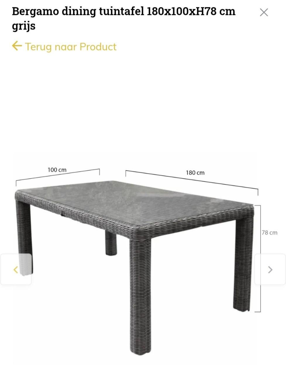 Wicker tuintafel lichtgrijs