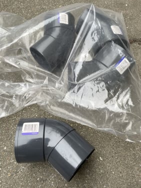 Regenpijp mof 45 graden zwart 4x