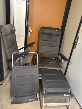 2 Dukdalf grande campingstoelen met losse voetensteun