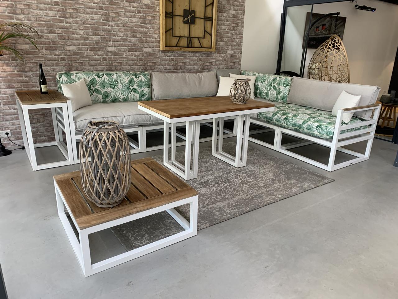 Alminium wit loungeset met 3 tafels en kussens van de karwei.