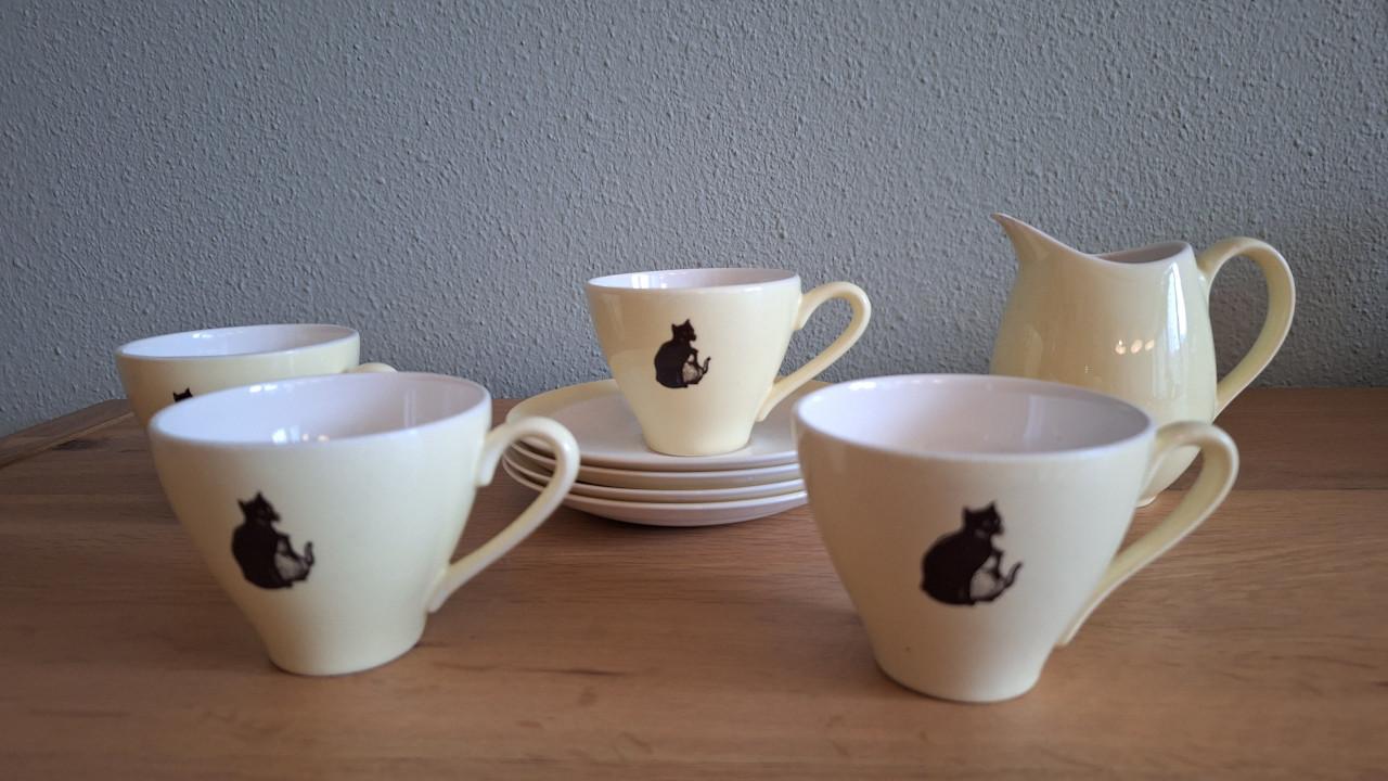 Vintage kopjes en schoteltjes Chat Noir Royal Sphinx (Maastricht)