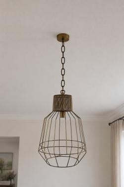 2 industriële hanglampen antiek messing/brons – set