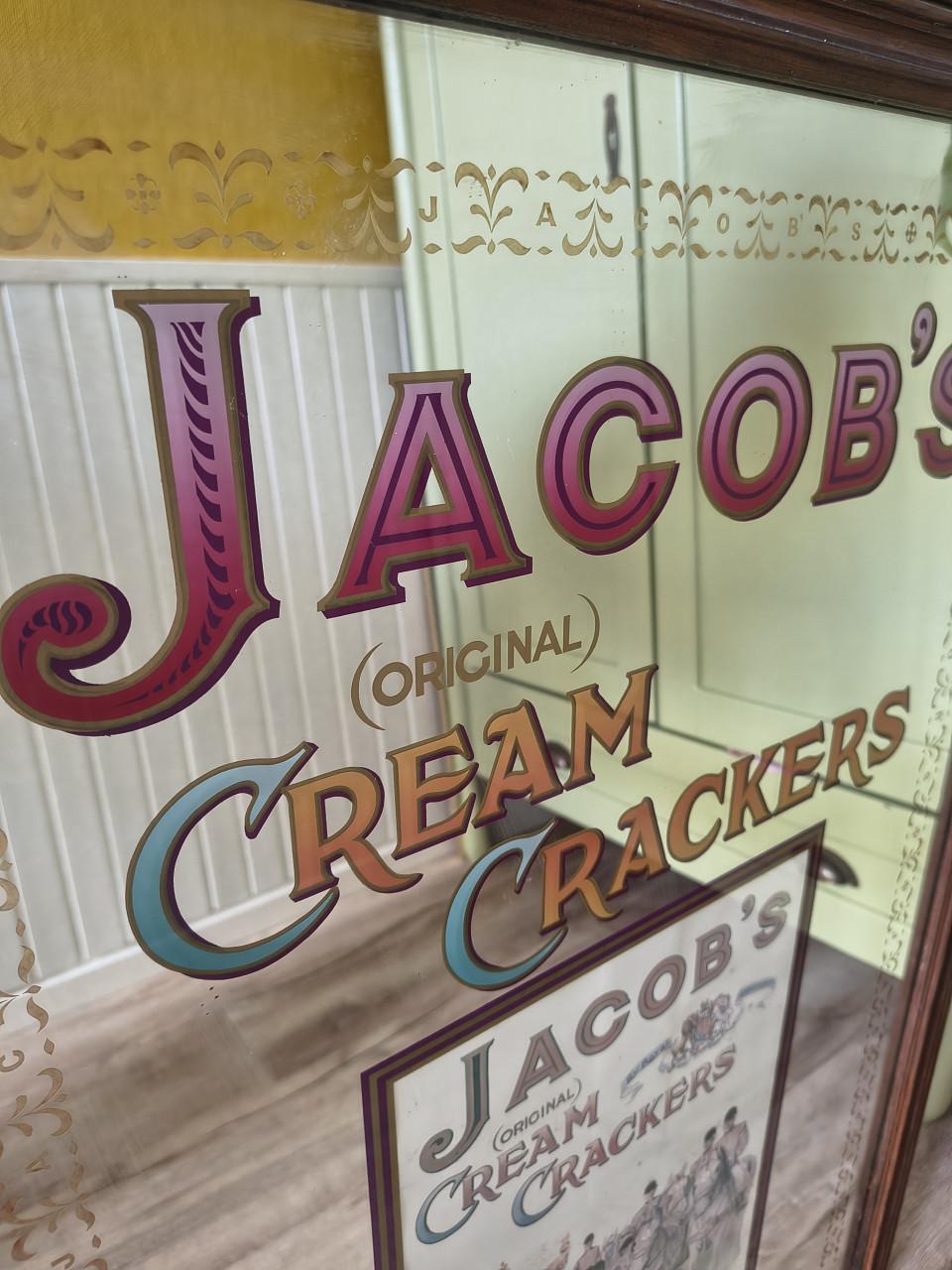 Prachtige oude originele Jacobs cream crackers spiegel, IZGS