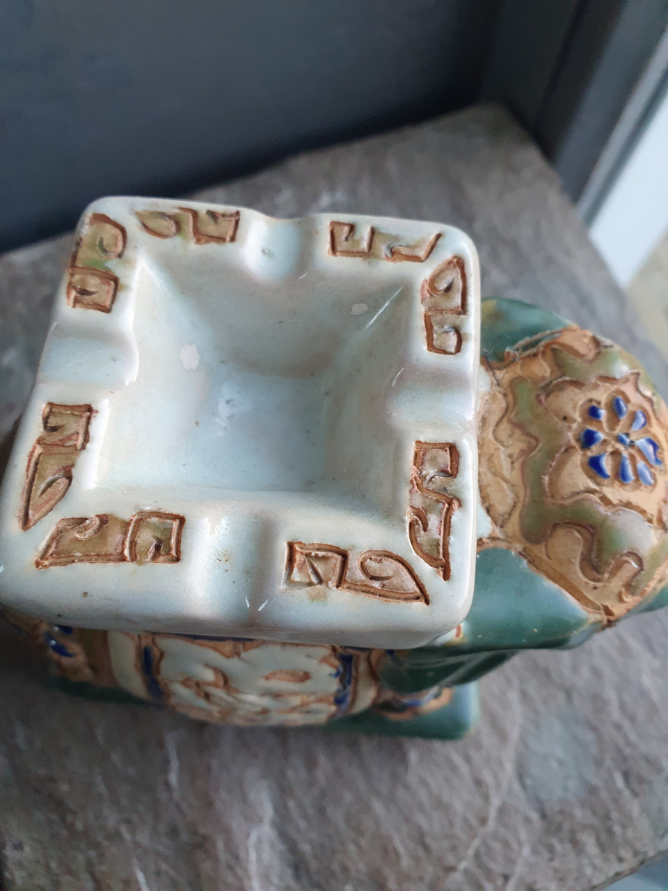 Vintage chinoiserie-asbak olifant, decor MCM Hollywood Regency...