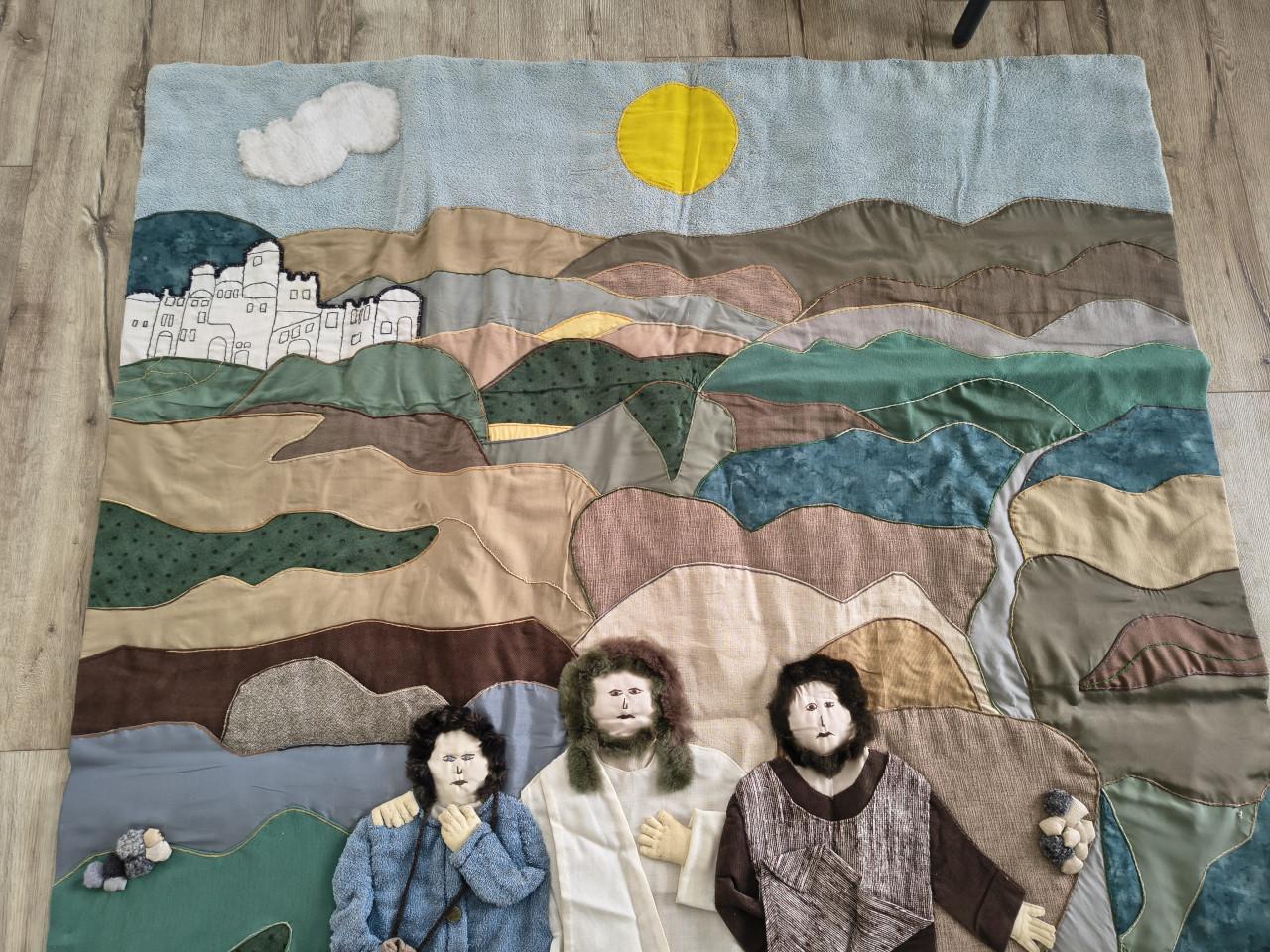 Uniek handgemaakt wandkleed de drie wijzen, Bijbels wanddoek