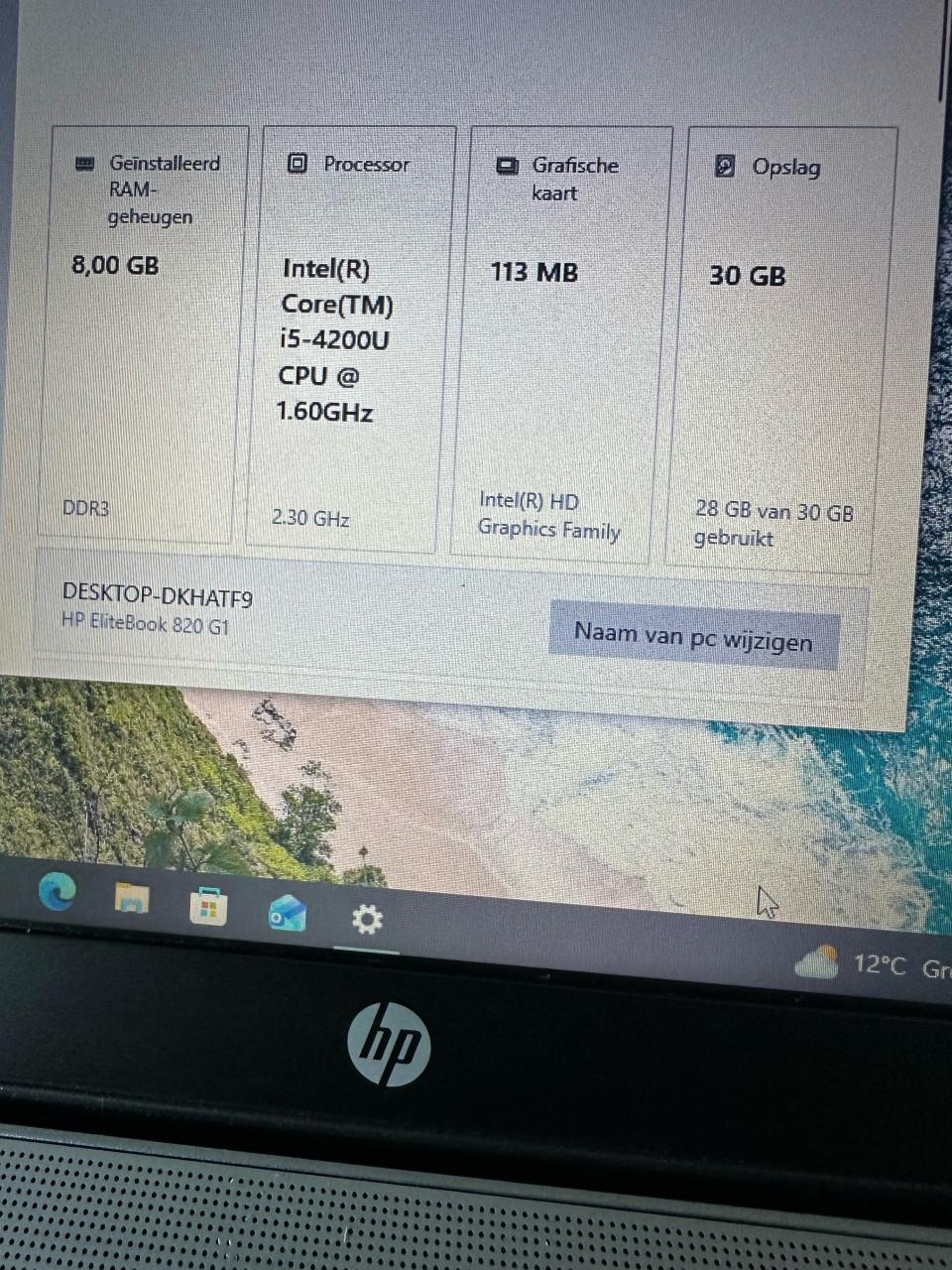 HP EliteBook 820 G1 Core i5  8GB RAM SSD Windows 10