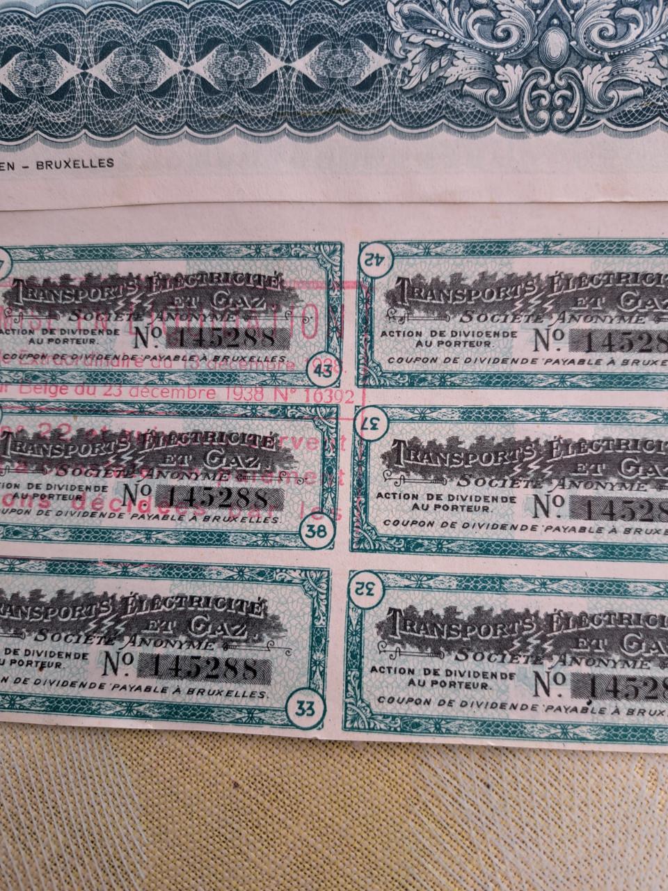 Oude aandelen tramways & electricite de constantinople 1929