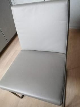 Stoelen grijs leder 6 stuks