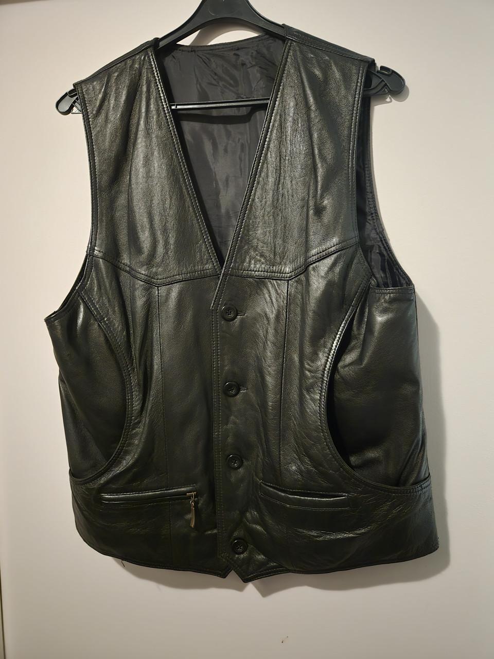 Hifa heren(motor)vest zwart leer Maat 48