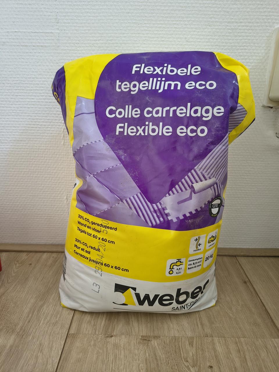 Weber flexibele tegellijm eco. Wand en vloer lijm flexibel.