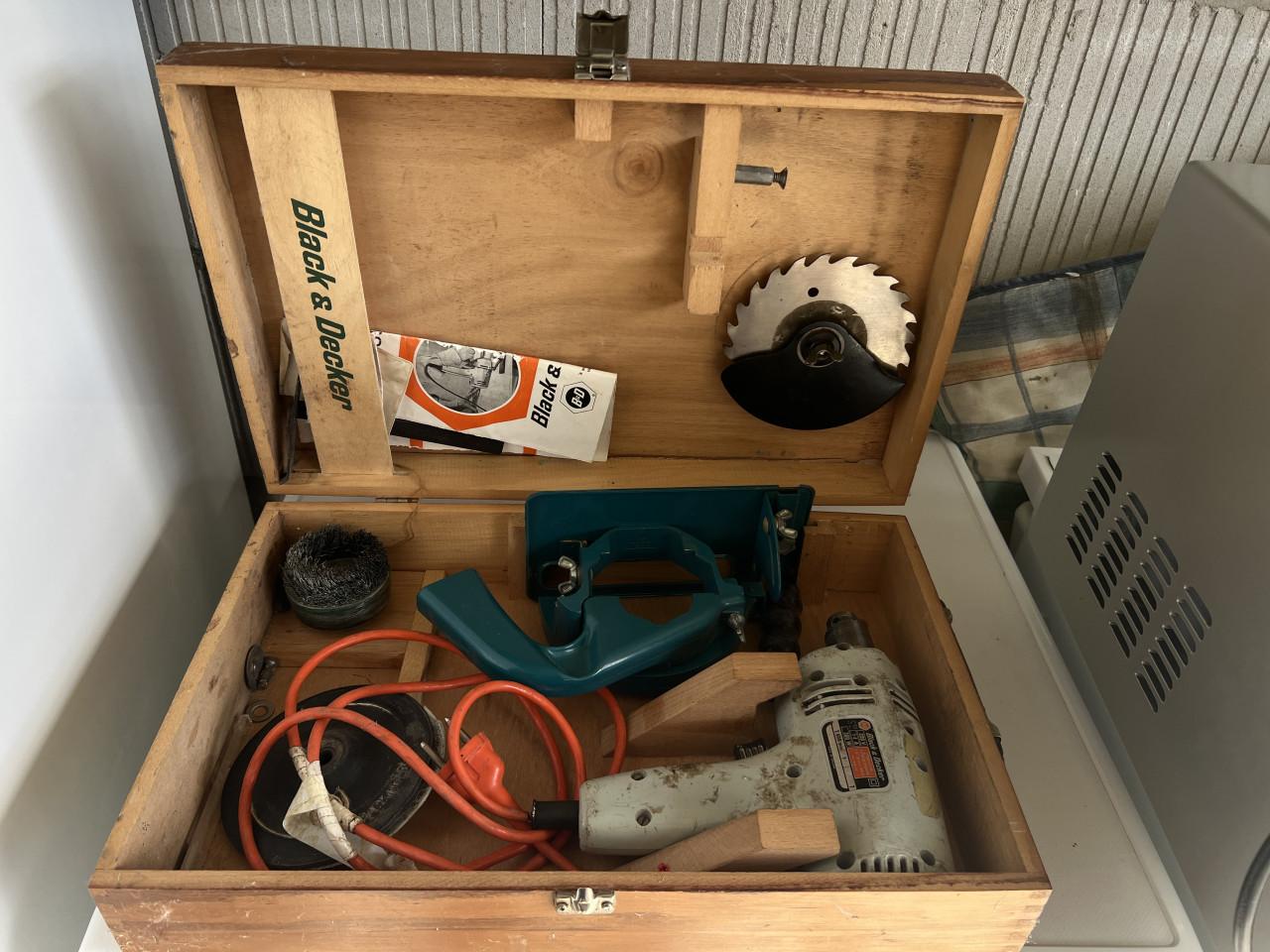 Vintage Black & Decker DN50 boormachine set in houten koffer