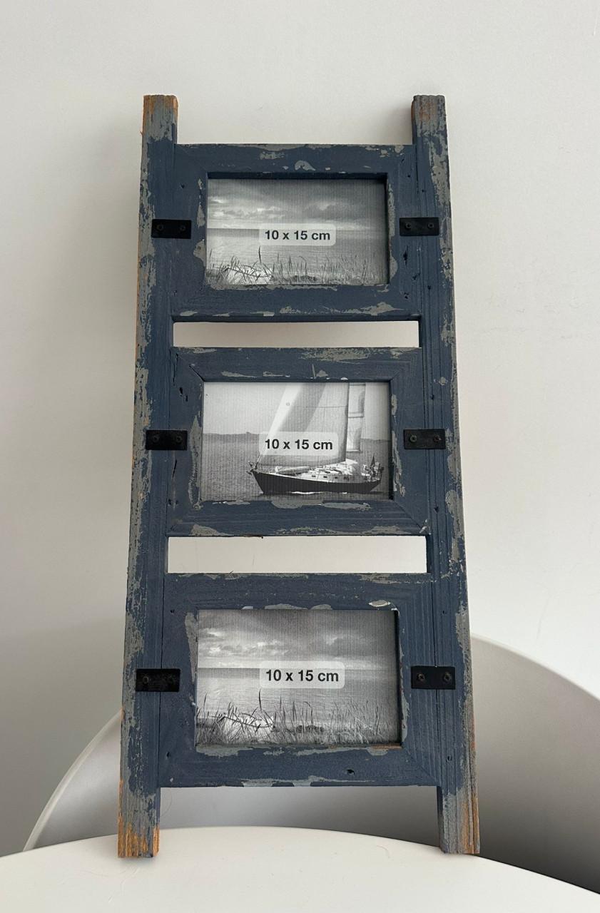 Rustiek houten fotolijst in trapvorm